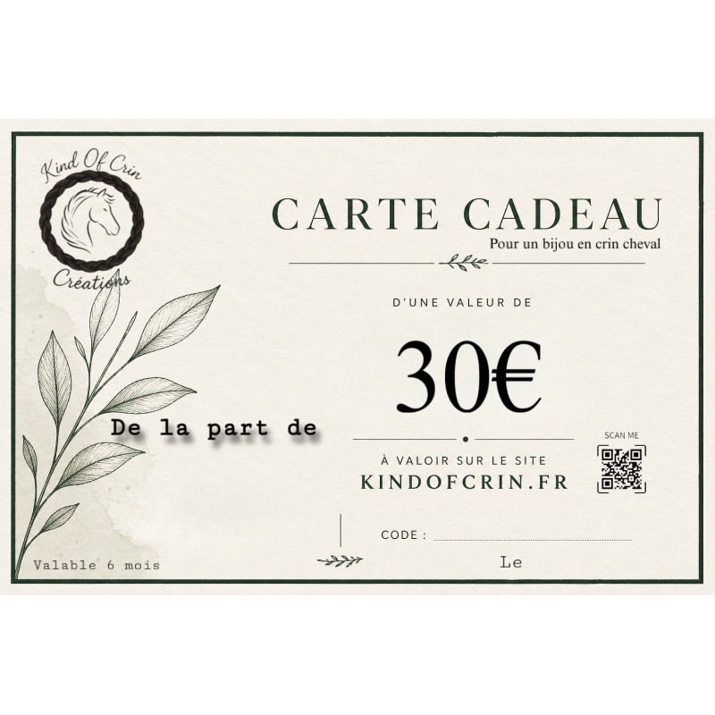 Carte cadeau à offrir 30€