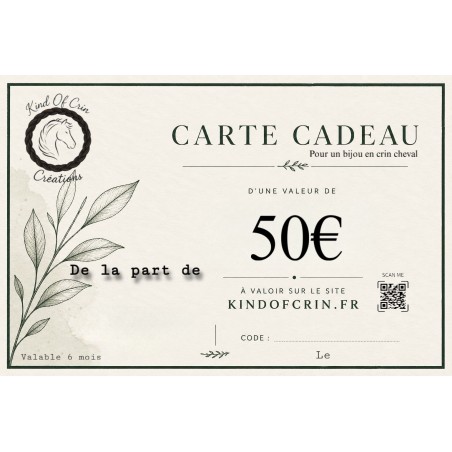 Carte cadeau à offrir 50€