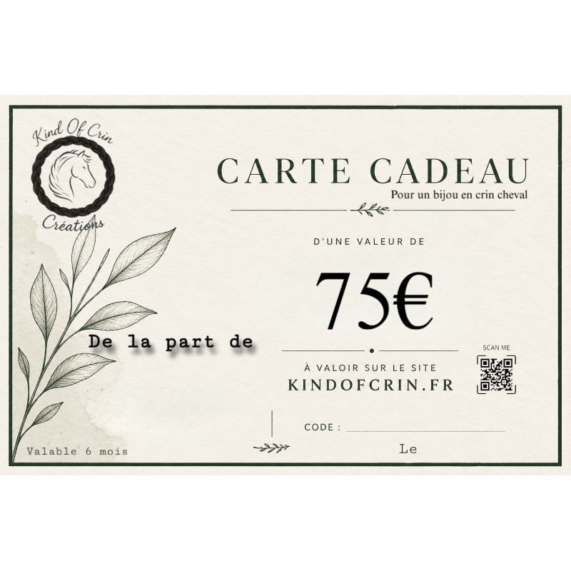 Carte cadeau bijou en crins