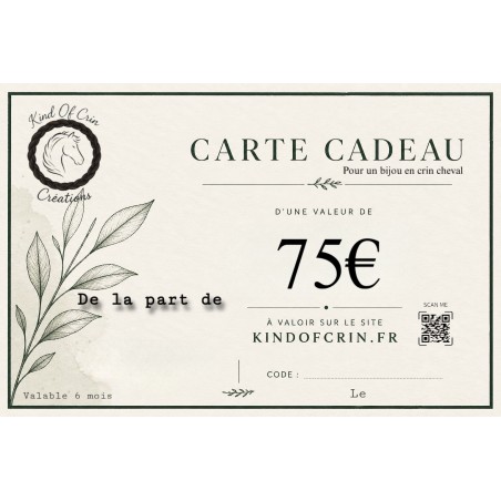 Carte cadeau bijou en crins