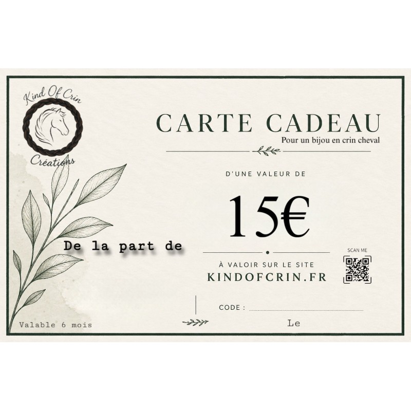 Carte cadeau bijou en crins