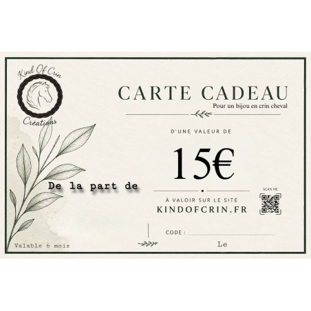 Carte cadeau bijou en crins
